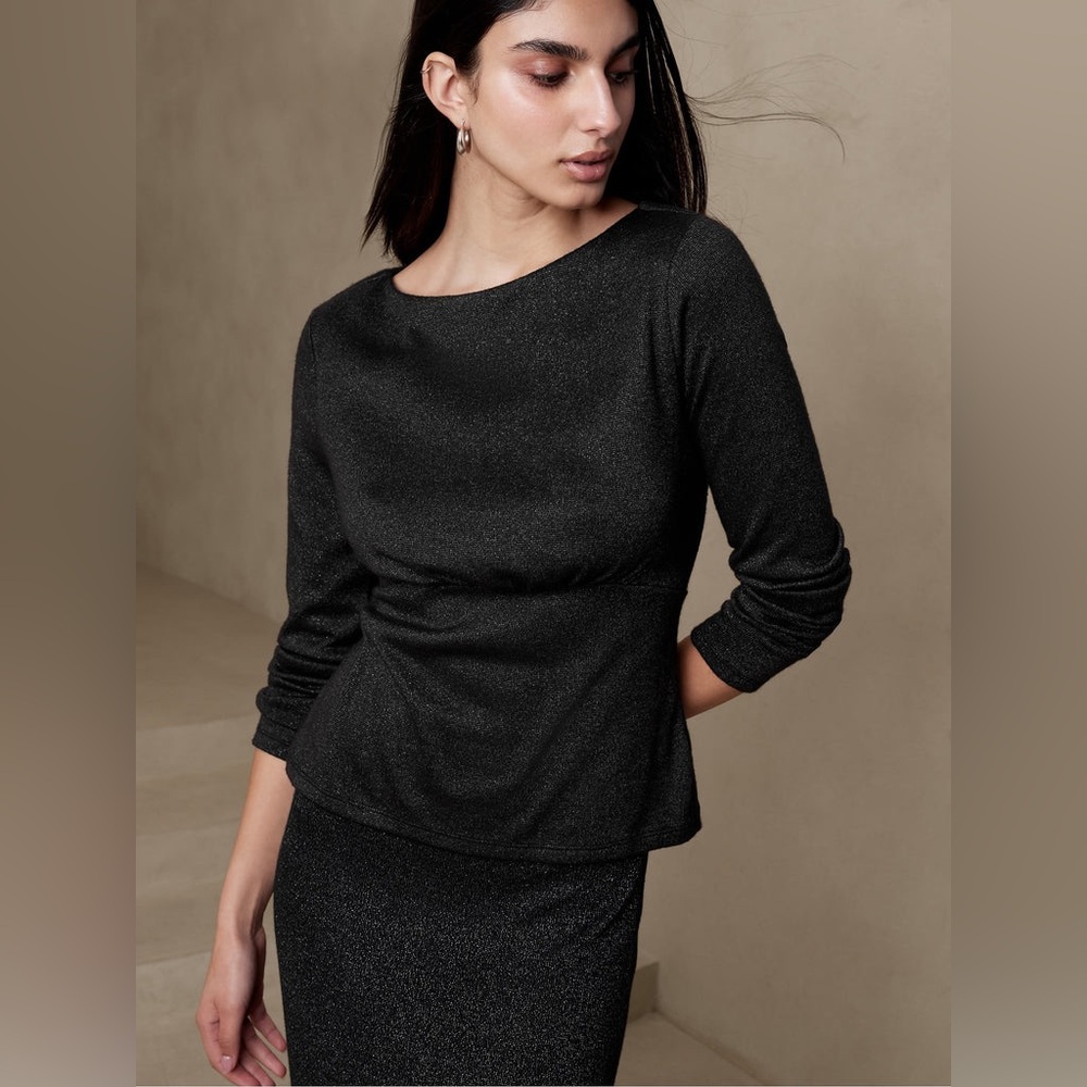 Banana Republic Factory Shimmering Black Blouse